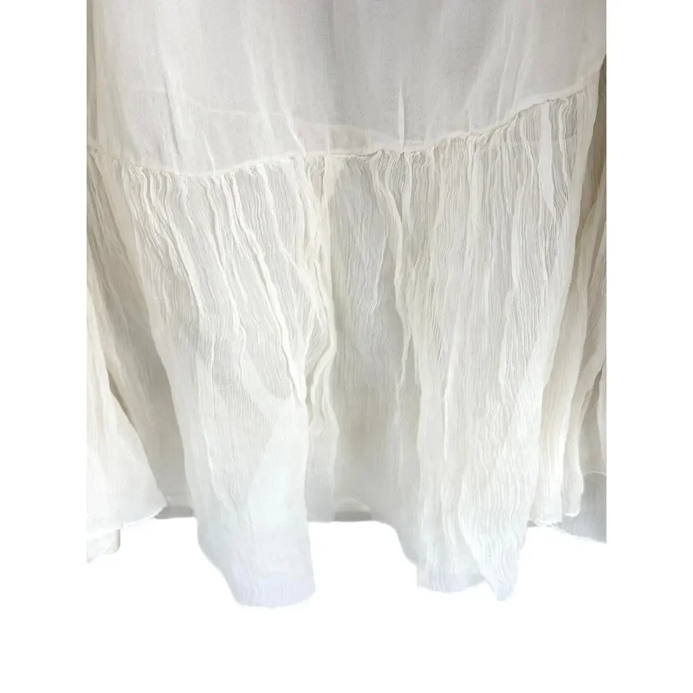 Louis Vuitton Paris White Cotton Embellished Skirt 36 France Silk Lined Rosettes
